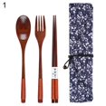 thumbnail image 2 of 3/4Pcs Reusable Portable Travel Wooden Spoon Chopsticks Fork Tableware Cutlery, 2 of 10