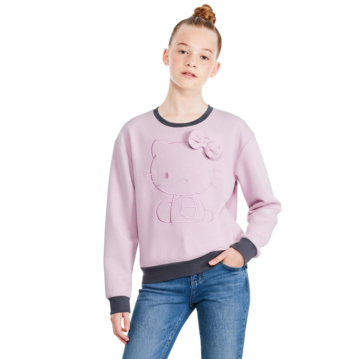 Hello Kitty Girls' Embroidered Sweatshirt