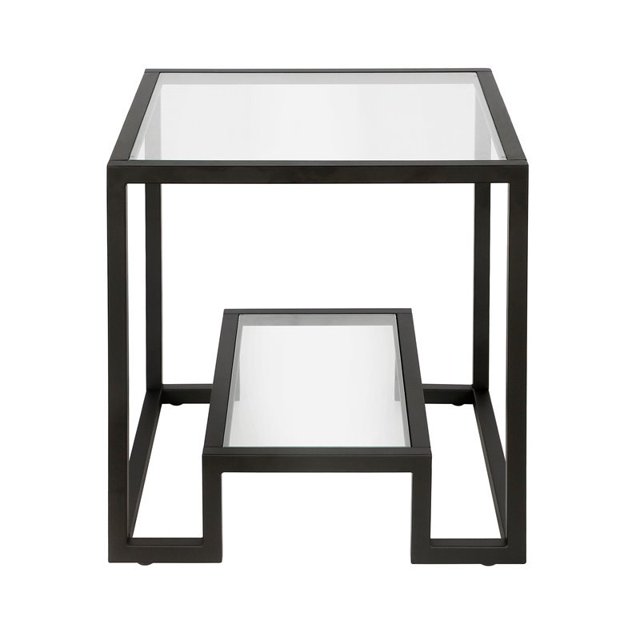 Henn&Hart 22" Table d'Appoint en Métal Bronze Noirci/verre