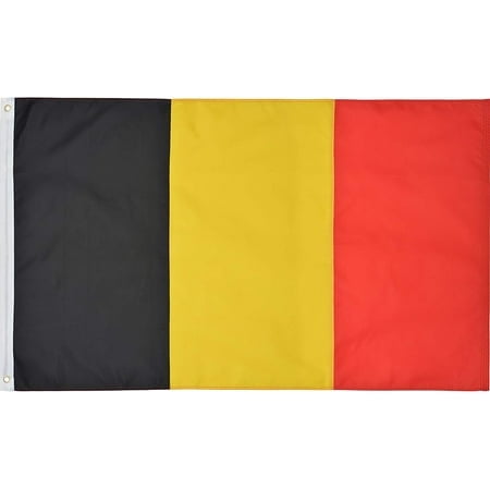 Belgique 3 Pieds x 5 Pieds Pi Nylon 210D de Qualité Supérieure pour l'Extérieur Drapeau Belge Brodé