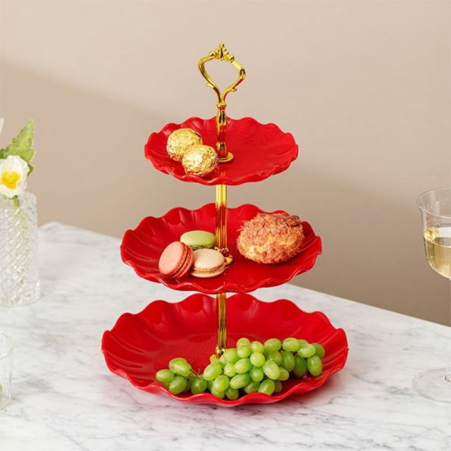 EGNMCR Multi-layer Candy Plate Wedding Ktv Living Room Creative Fruit Plate Dry Fruit Plate Refreshment Plate Three-layer Fruit Plate,