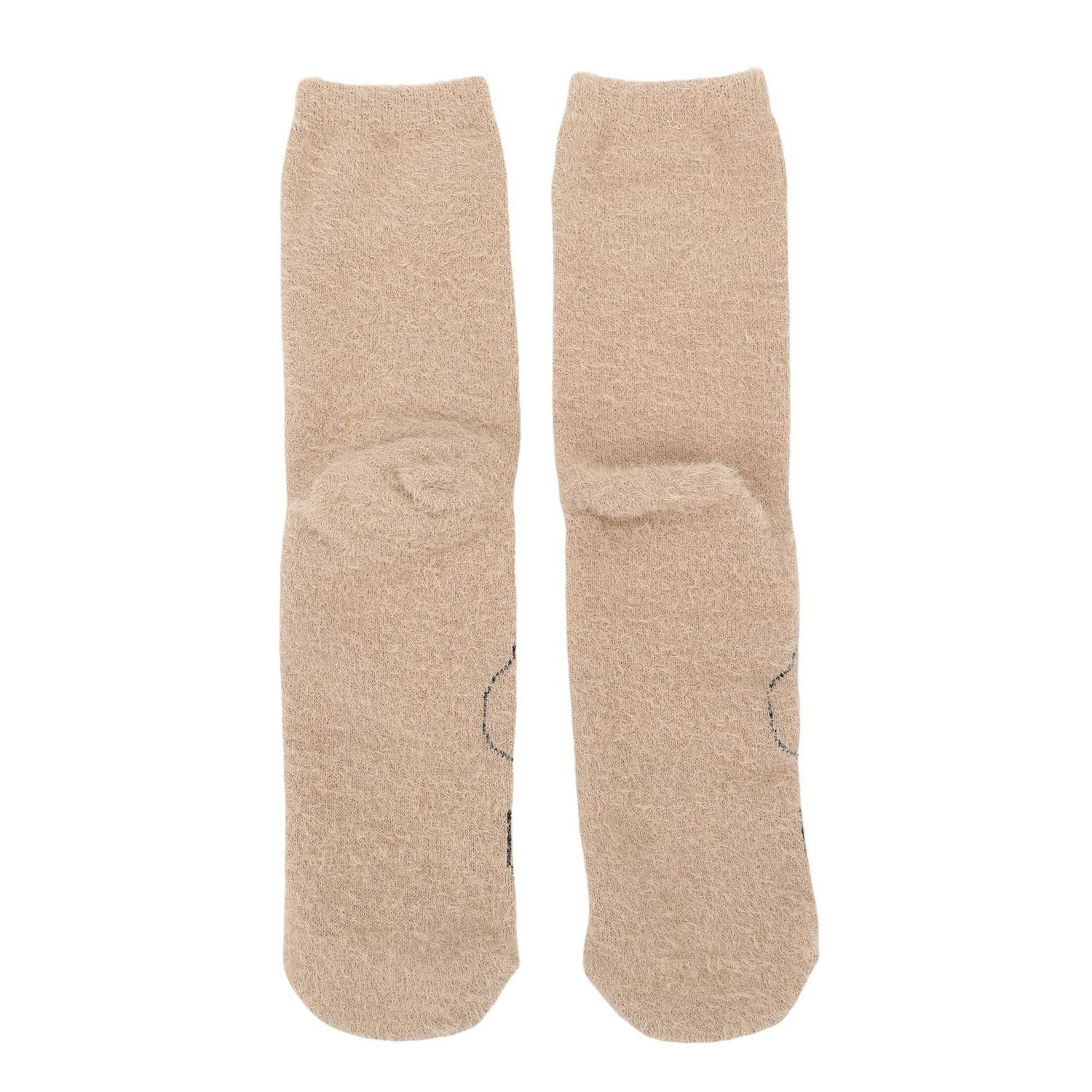 Capyfun Chaussettes Mi-Mollet Douillettes En Peluche Capybara Boba Pour Enfants, Beige, 1 Paire