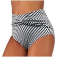 thumbnail image 1 of Women's Summer Solid Color And Striped Waist Length Pleated Beach Bikini Swim Pants, 1 of 6