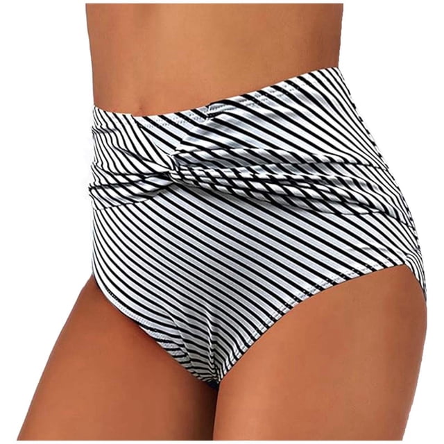 Women's Summer Solid Color And Striped Waist Length Pleated Beach Bikini Swim Pants