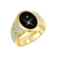 thumbnail image 3 of RYLOS Men's Rings 14K Yellow Gold Nugget Ring with Cabochon Gemstone & Diamonds Black Star Sapphire Rings For Men Size 10, 3 of 7