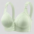 thumbnail image 2 of Fgnfyis Women's Solid Color Lace Pattern Front Buckle Non Underwire Tank Top Bra Bras for Women Light Green 36, 2 of 7