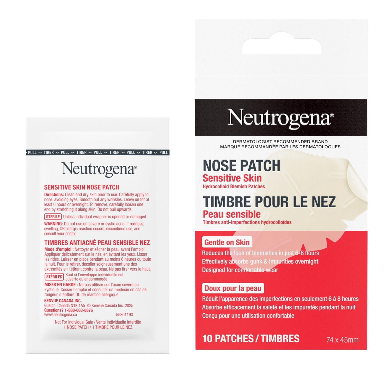 Neutrogena Timbres pour le Nez pour Peau Sensible, Soins Hydrocolloïdes, Réduire la Taille des Imperfections & Absorber les Impuretés