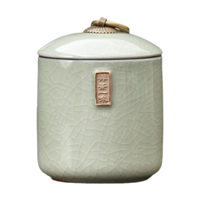 Luzkey Ceramic Tea Storage Jar Container Case Table Centerpiece Tank Home Decor Tea Canister with Airtight Lid for Candy Nuts Pantry Beige