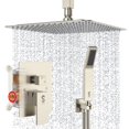 thumbnail image 1 of SR SUN RISE Brass 10 Inches Ceiling Mounted Shower System Brushed Nickel Bathroom Luxury Rain Mixer Shower Combo Set Ceiling Install Rainfall Shower Head System, 1 of 5