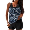 thumbnail image 2 of UPPADA 2 Piece Full Coverage Swimsuits for Women Floral Athleti Crewneck Bathing Suits High Waisted Tummy Control Modest Swimwear Comfy Tankini Top with Shorts Blue,S, 2 of 5