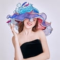 thumbnail image 2 of MesaSe Sun Hat Mesh Flower Decor Lightweight Curling Edge Faux Crystal Party Cap Stage Show Cap, 2 of 10