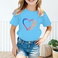 thumbnail image 1 of Hauts Filles T-Shirts Chemises Enfants Mignon Graphique Col Rond Manches Courtes Été Décontracté Chemise Hauts pour Filles, 1 of 4