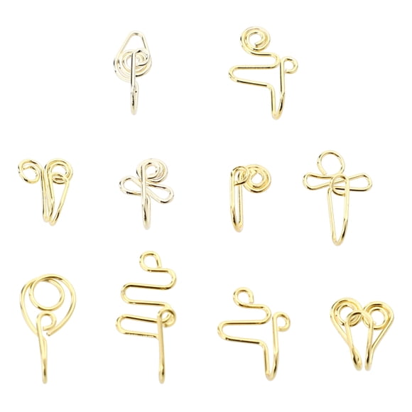10 Pcs Bagues de Nez Factices en Acier Inoxydable Clous de Nez Bijoux Sans Perçage
