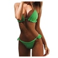 thumbnail image 2 of Womens Swimsuits Two Piece Women's Solid Color High Waist Classic Ruffled Sexy Split Bikini Swimsuit Swimsuit Plus Size on Clearance, 2 of 6