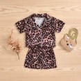 thumbnail image 5 of Sylvamorning Kids 2PCS Pajama Set, Leopard Pattern Short/Long Sleeve Button-Down Collar Top Short/Long Elastic Pants Sleepwears, 5 of 5