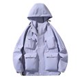 thumbnail image 1 of KIHOUT Men's Tactical Jacket Multi Pockets Performance Fleece Lined Water Resistant Soft Shell Unisex Hood Coats, 1 of 5