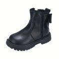 thumbnail image 1 of LNGOOR Trendy Cute Solid Color Bowknot Decor Boots With Zipper For Girls  Non-slip Wear-resistant Boots For Spring Autumn Winter, 1 of 7