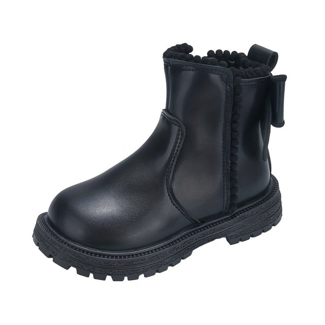 LNGOOR Trendy Cute Solid Color Bowknot Decor Boots With Zipper For Girls Non-slip Wear-resistant Boots For Spring Autumn Winter