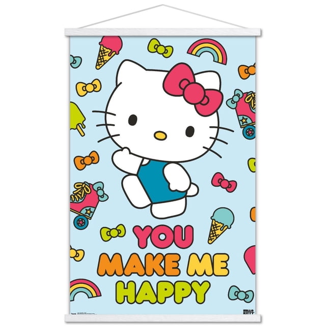 Hello Kitty - Happy Wall Poster, 22.375" x 34"