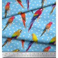 thumbnail image 2 of Soimoi Blue polyester Crepe Fabric Macaw Parrot Bird Fabric Prints By Yard 52 Inch Wide, 2 of 3