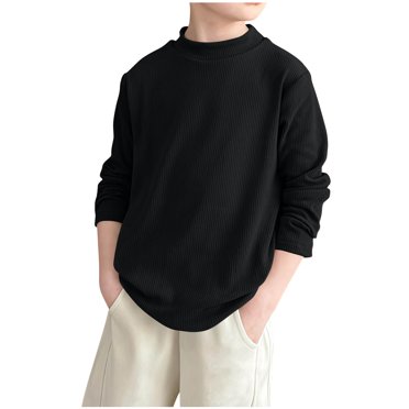 LOVZFMLL Little Boys Tops, Fleece Lined Thick Cozy Warm Casual Versatile Crew Neck Long Sleeve T-Shirt, Fall Clothes 4-5 Years Boys Clothes