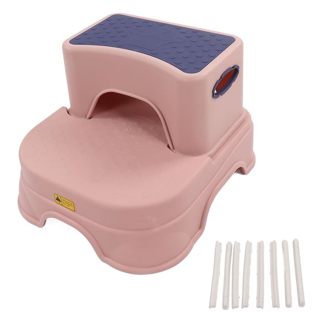 2 Step Stool, Height Adjustable Quick Disassembly 2 Layer Detachable Double Antiskid Kids Step Stool For Kids For Bathroom Pink Purple