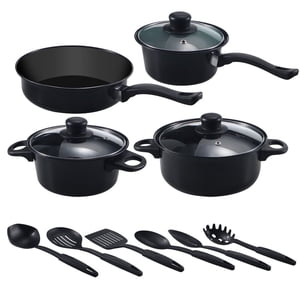 HLONK noir 13 PiÃ ̈ce Ensemble d'articles de cuisine antiadhésif Pots Pans Accueil Cuisine Cuisine Non Stick