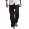 thumbnail image 1 of WRKEKC Casual Pants for Men Relaxed Fit Straight Leg Beach Pants with Drawstring and Pockets Solid Color for Summer Wear, 1 of 6