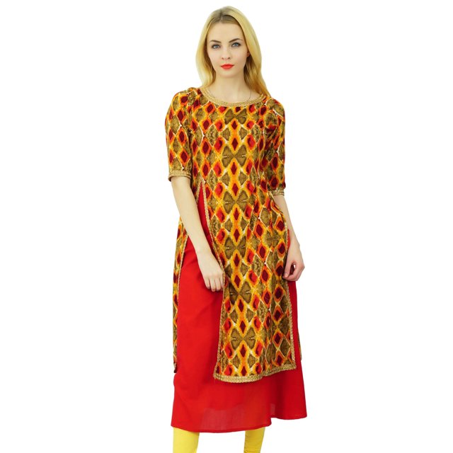 Phagun Haut Ethnique pour Femmes en Coton à Motif Abstrait Kurti Tunique Robe Kurti de Designer