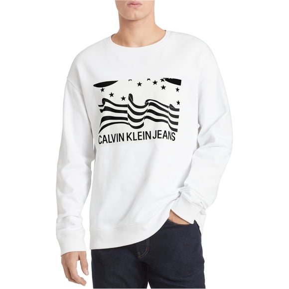 Calvin Klein Chandail à Drapeau pour Hommes, Blanc, Petit