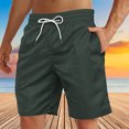thumbnail image 3 of Yuyuzo Mens Shorts High Waisted Drawstring Quick Dry Summer Beach Swim Knee Length Shorts with Pockets, 3 of 4