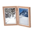 thumbnail image 2 of veasfak Hinged Photo Frame Wood Rectangle Picture Frame 4x6 for Bedroom Desk Desktop Brown Double Fold, 2 of 7