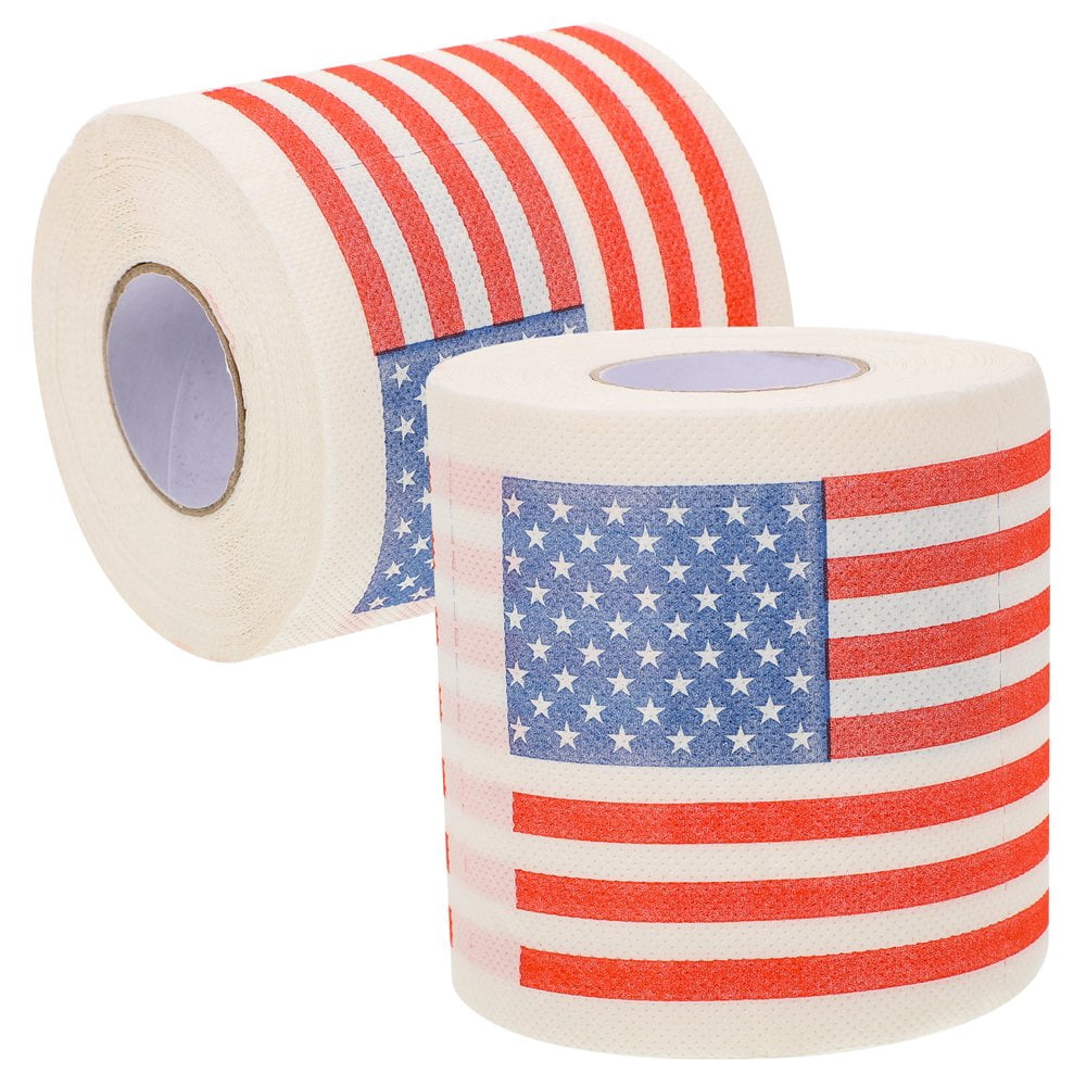 LNGOOR 2 Rolls Printed Paper Napkins Toilet Roll Paper Supple Toilet Paper Bathroom Toilet Napkin