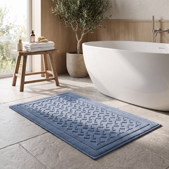 Bathroom Rug Embossed Bath Mat with Absorbent Surface and Non-Slip for Shower Room, Vanity, Entryway, Kitchen