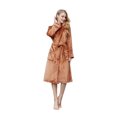 thumbnail image 1 of LSLJS Thick Flannel Color Lapel Home Clothes Long Sleeved Hooded Robe Coat, Robes Gifts for Women, 1 of 5