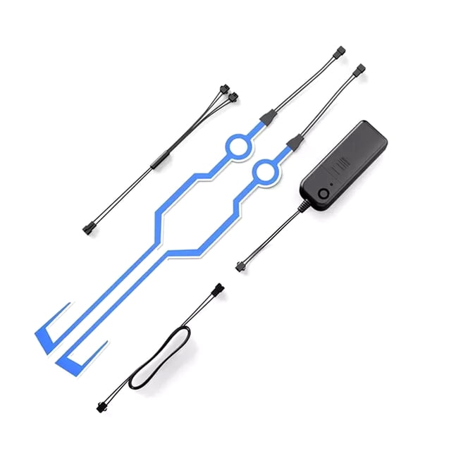 Amdohai Universal Motorcycle Helmet Night Riding LED EL Cold Light Strip Signal Flashing Stripe Sticker Decoration Kit Bar Bike Bicycle
