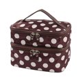 thumbnail image 1 of Travel Cosmetic Makeup Bag Organizer Double Layer Dot Pattern Toiletry Bag Case Pouch With Mirror For Woman, 1 of 7