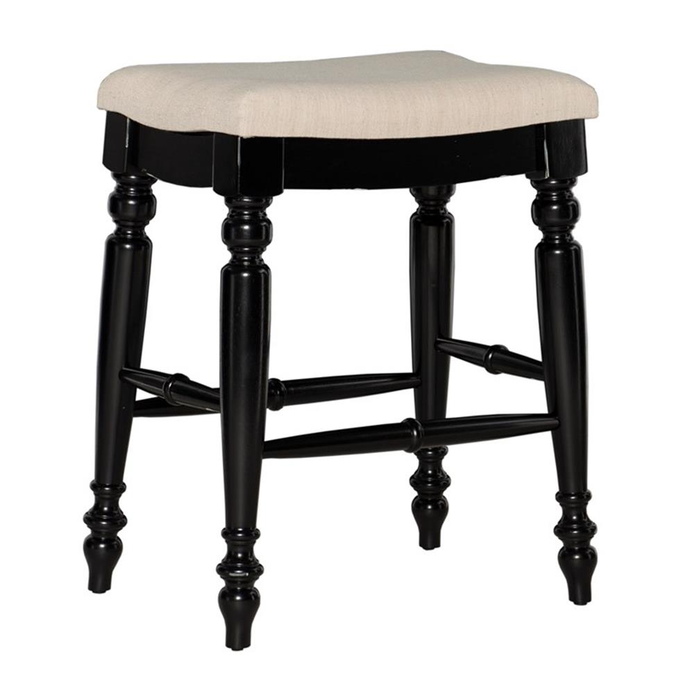 Linon Marino 25" Upholstered Backless Counter Stool in Black Wood