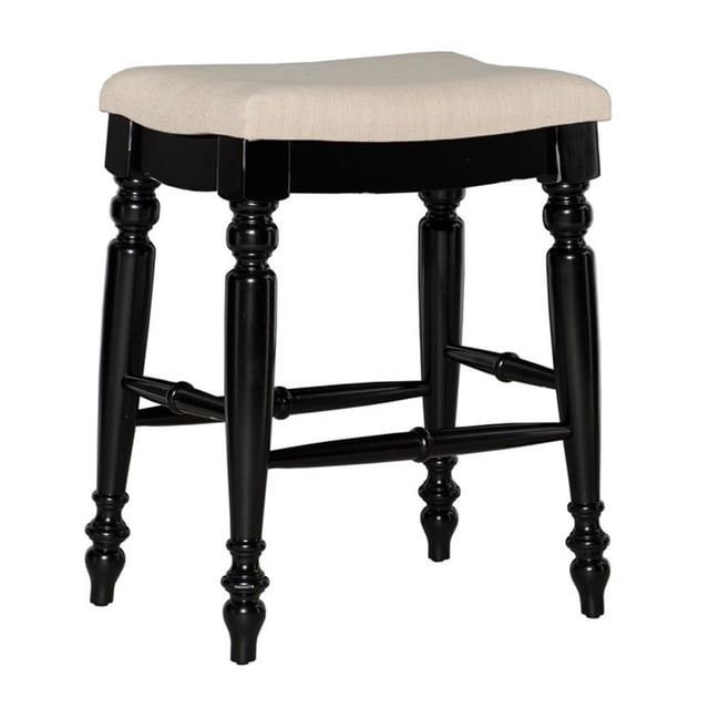 Linon Marino 25" Upholstered Backless Counter Stool in Black Wood