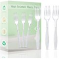 thumbnail image 1 of Plastic Forks 100 Pieces,6.7 Inch Reusable Plastic Forks Transparent and Robust Cutlery Sets for Birthday Party Barbecue Party Wedding ect, 1 of 6