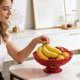 thumbnail image 4 of Plastic Fruit Plate 1Pcs Red Plastic Tall Legged Fruit Bowl Petal Shaped Snack Candy Nut Tray for Coffee Table Rkxzt, 4 of 8