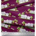 thumbnail image 3 of Soimoi Cotton Voile Fabric Vehicles,Tree & Shops Architectural Printed Fabric 1 Yard 42 Inch Wide, 3 of 3