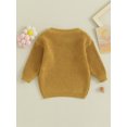 thumbnail image 4 of Faithtur Girl Baby Autumn Sweater, Flower Letter Pattern Long Sleeve Round Neck Knitwear Pullover, 4 of 9