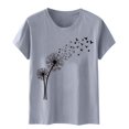 thumbnail image 2 of Babysbule Liquidation de Hauts pour Femmes T-shirt à Col Rond de Mode pour Femmes à Manches Courtes Imprimé Pissenlit T-shirt Décontracté Ample Hauts, 2 of 4