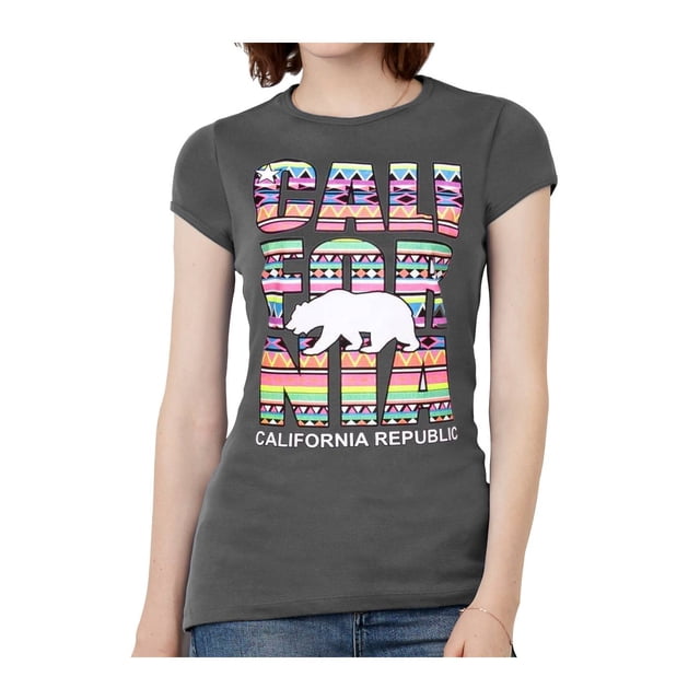 T-Shirt Tribal à Manches Courtes pour Femmes California Republic - Gris - 3X-grand