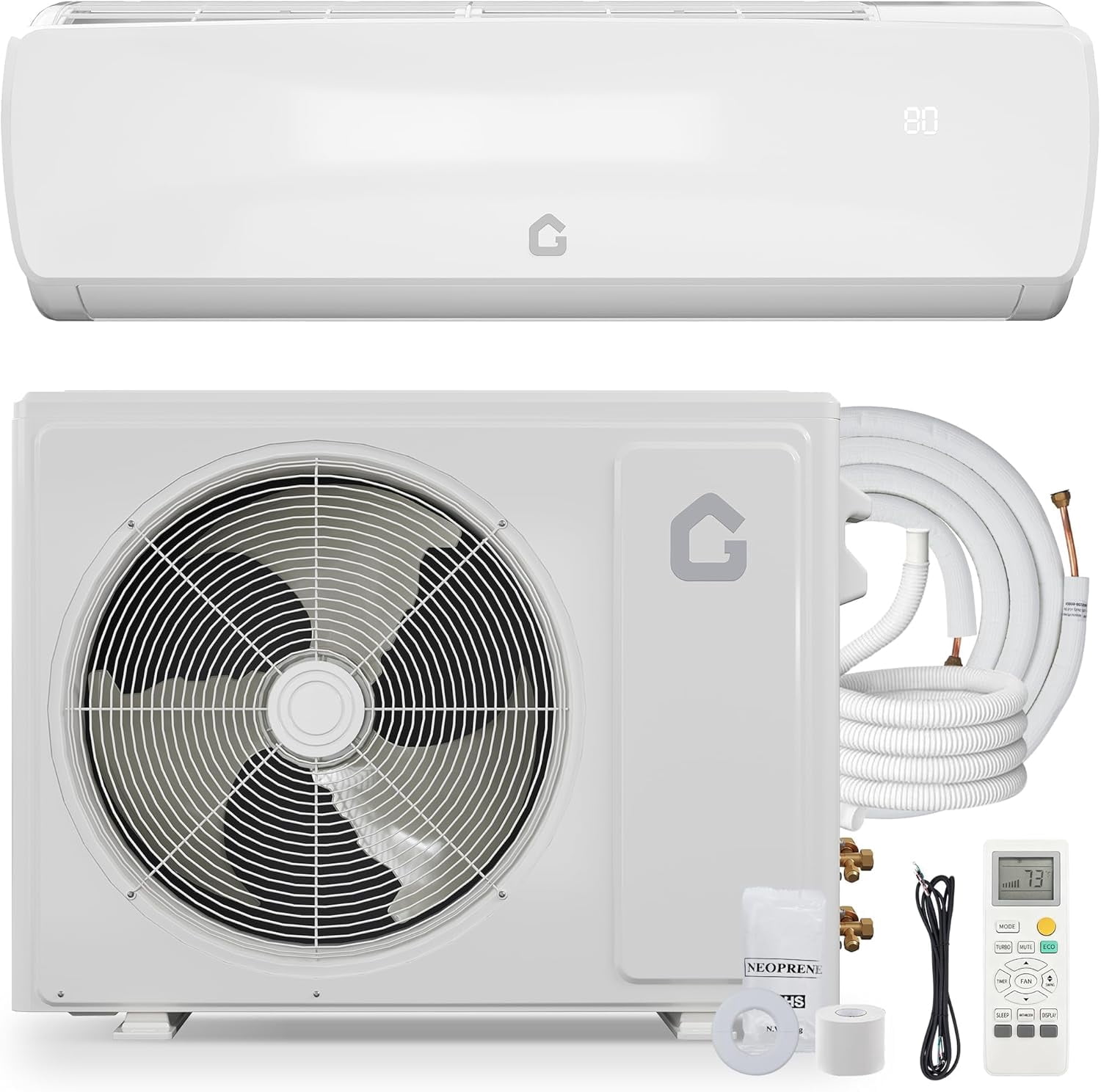 9000 BTU Mini Split Air Conditioner & Heat Pump, 4-in-1 Ductless Inverter AC System with Dehumidifier and Fan, Ultra Quiet 115V Wall Mounted Unit for Rooms up to 450 Sq.Ft.