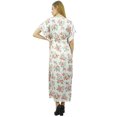 thumbnail image 4 of Bimba Robe Longue Maxi en Satin à Cordon, Kimono Kaftan Floral Blanc pour Femme - 16, 4 of 9