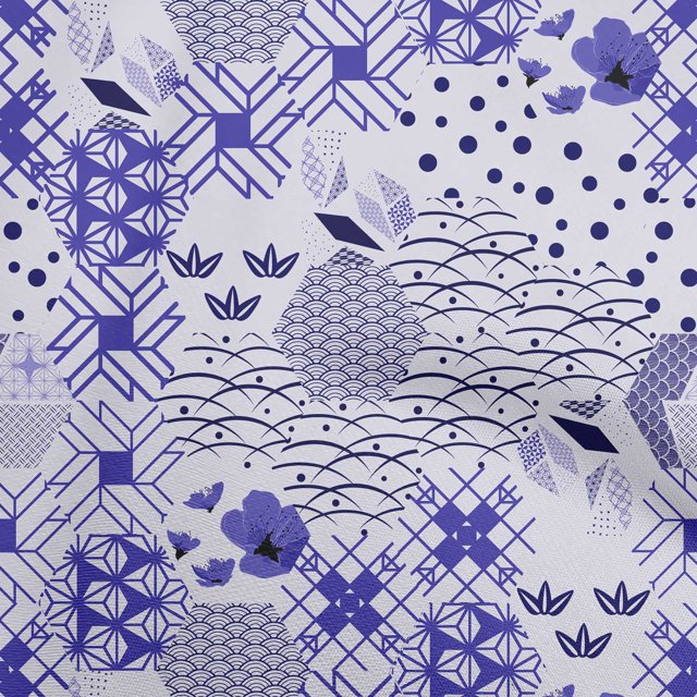 oneOone Cotton Flex Dark Blue Fabric Asian Japanese Pattern Sewing Craft Projects Fabric Prints By Yard 40 Inch Wide