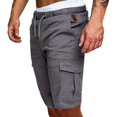 thumbnail image 3 of Mens Casual Drawstring Cargo Shorts Classic Relaxed Fit Elastic Waist Work Shorts with Multi-Pocket, 3 of 8