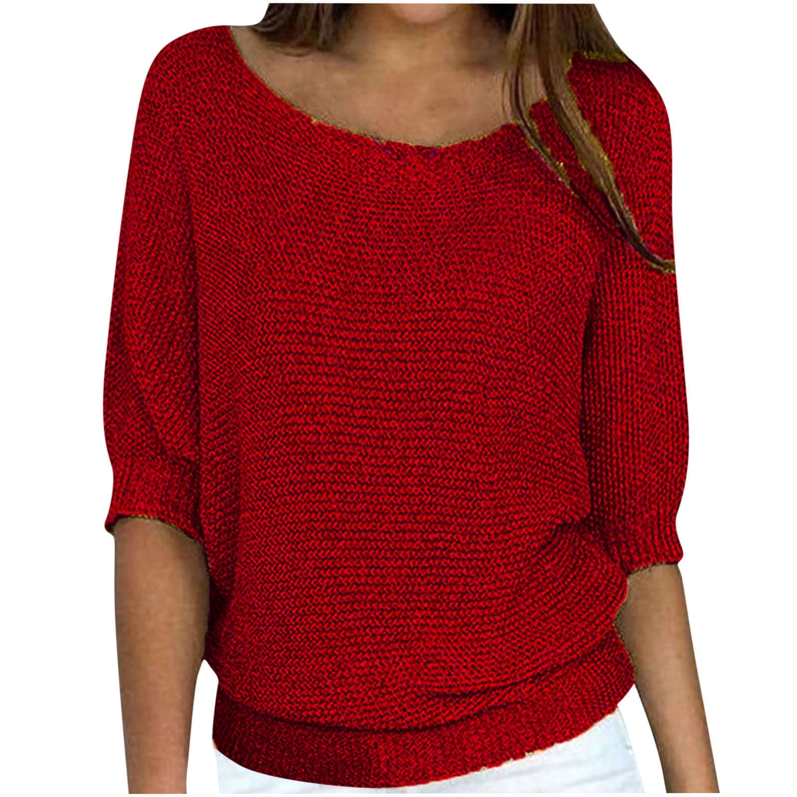 TIMIFIS Chandails pour Femmes Chandail à Enfiler Haut Col Rond Manches Longues Ample Duveteux Tricot Épais Chaud Chandail à Enfiler Hiver Automne Haut Manteau Automne/hiver